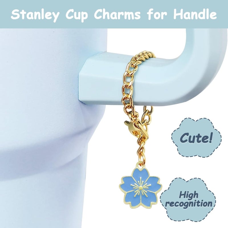 vikgle Stanley Cup Accessories Set,Including 2 Pcs 0.4in Straw Cover, 1 Silicone Spill-Proof Stopper Set of 3, 1 Cute Flower Handle Charm, 1 Silicone Boot Fits Stanley 40&30 Oz Tumbler (Blue) - Image 3